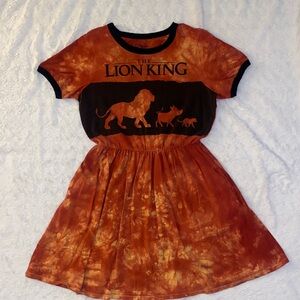 Her Universe Disney The Lion King Orange and Black Cotton T-Shirt Skater Dress